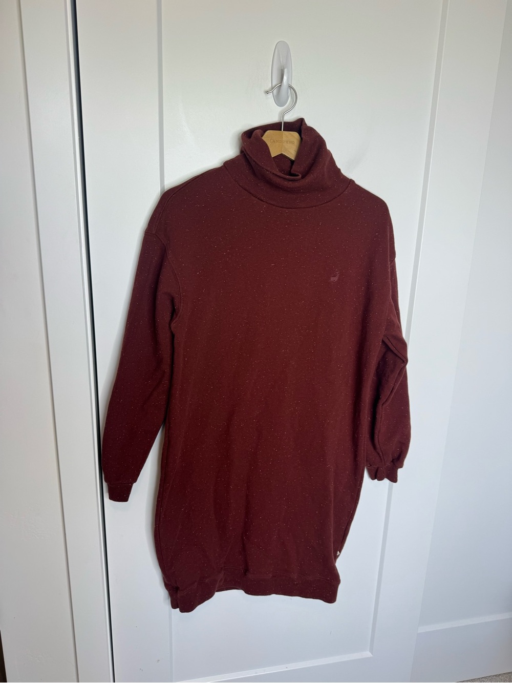 Twothirds Flecked Burgundy Red Turtleneck Mini Dress Sweatshirt Size Small